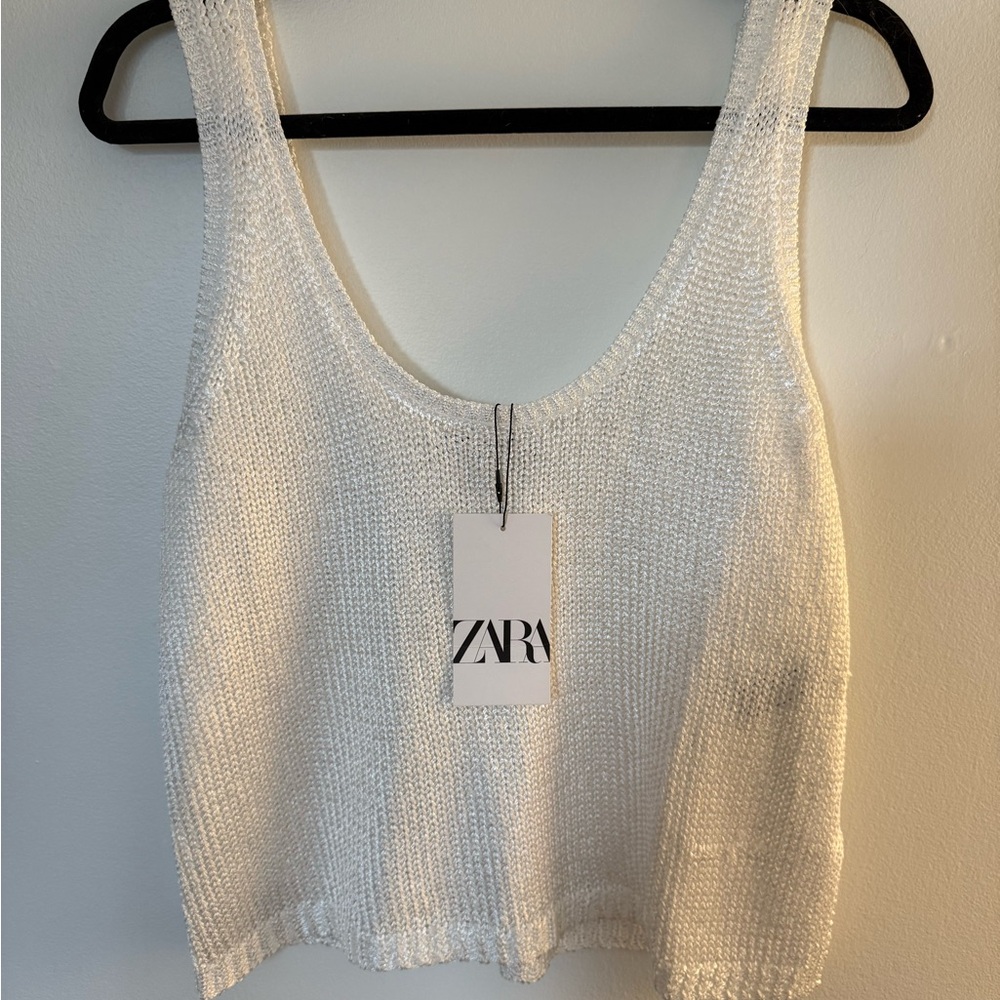 Zara White Knit Tank Top